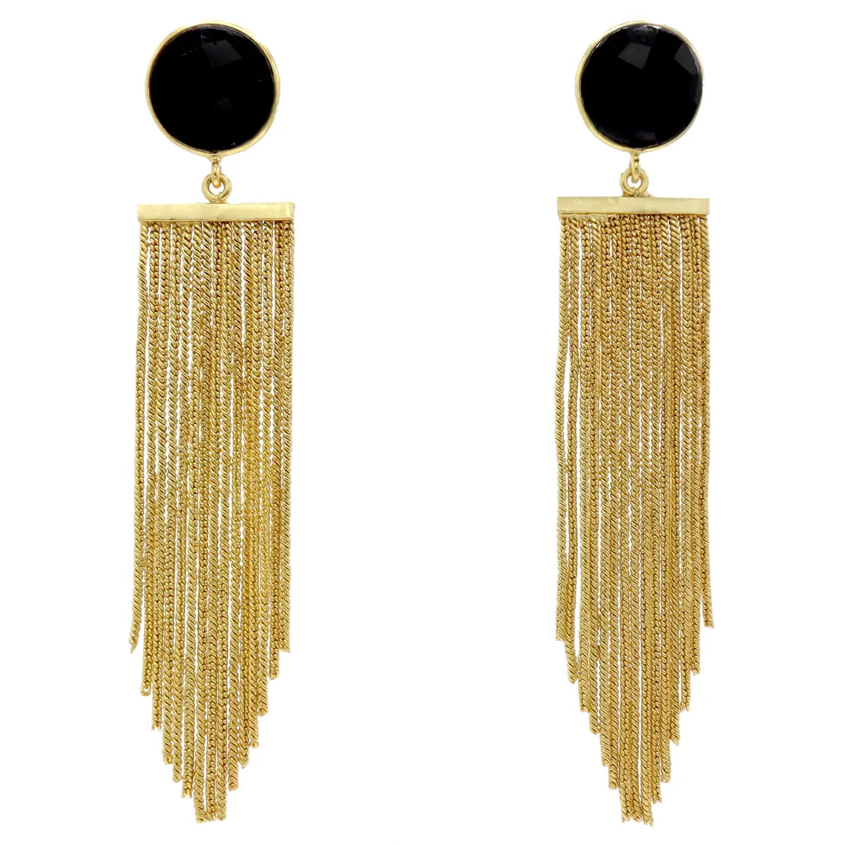 Pendientes Borla Flecos Negro