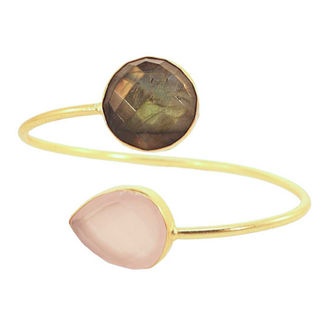 Brazalete Cg Labradorita y Rosa Claro