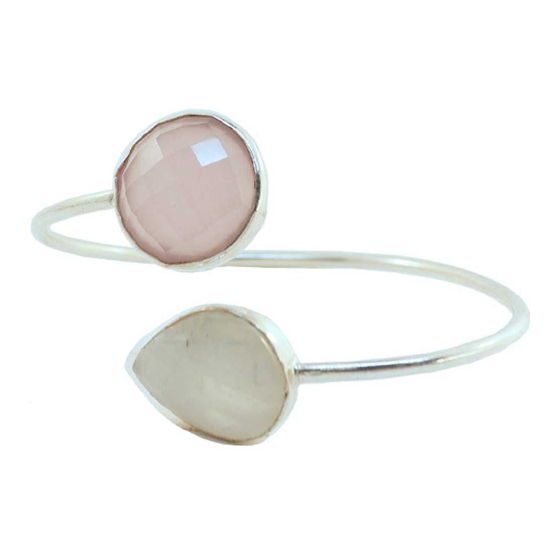 Brazalete Cg Plata Rosa Claro y Piedra Lunar