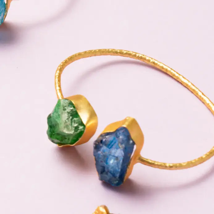 Brazalete Caliza Rough Verde y Azul