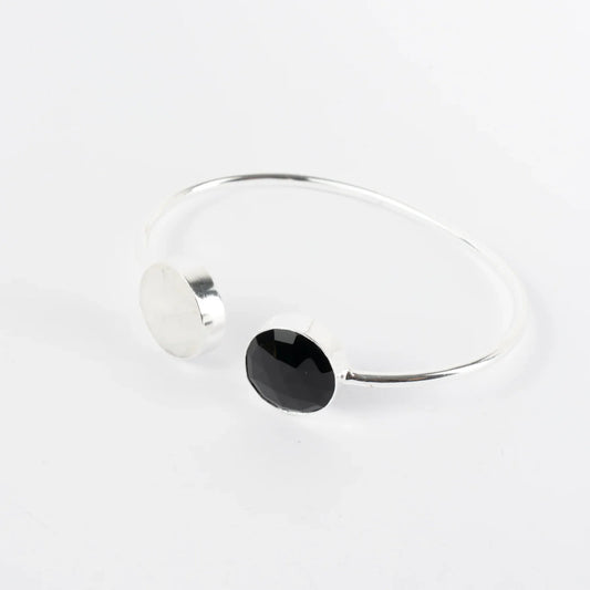 Brazalete Kivi Ed. Limitada Plata Negro y Piedra Lunar