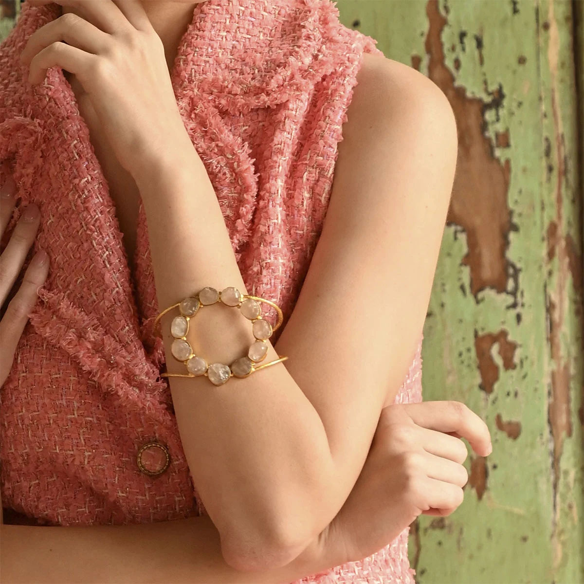 Brazalete Kolo Rosa Cuarzo