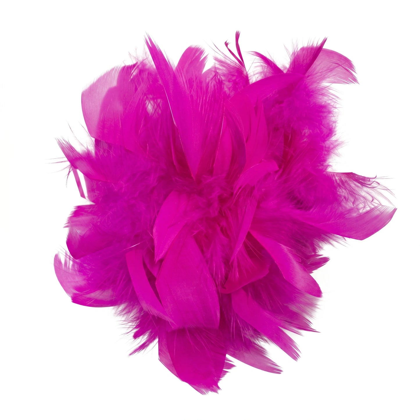 Broche / Tocado Flor Plumas Soft Fucsia