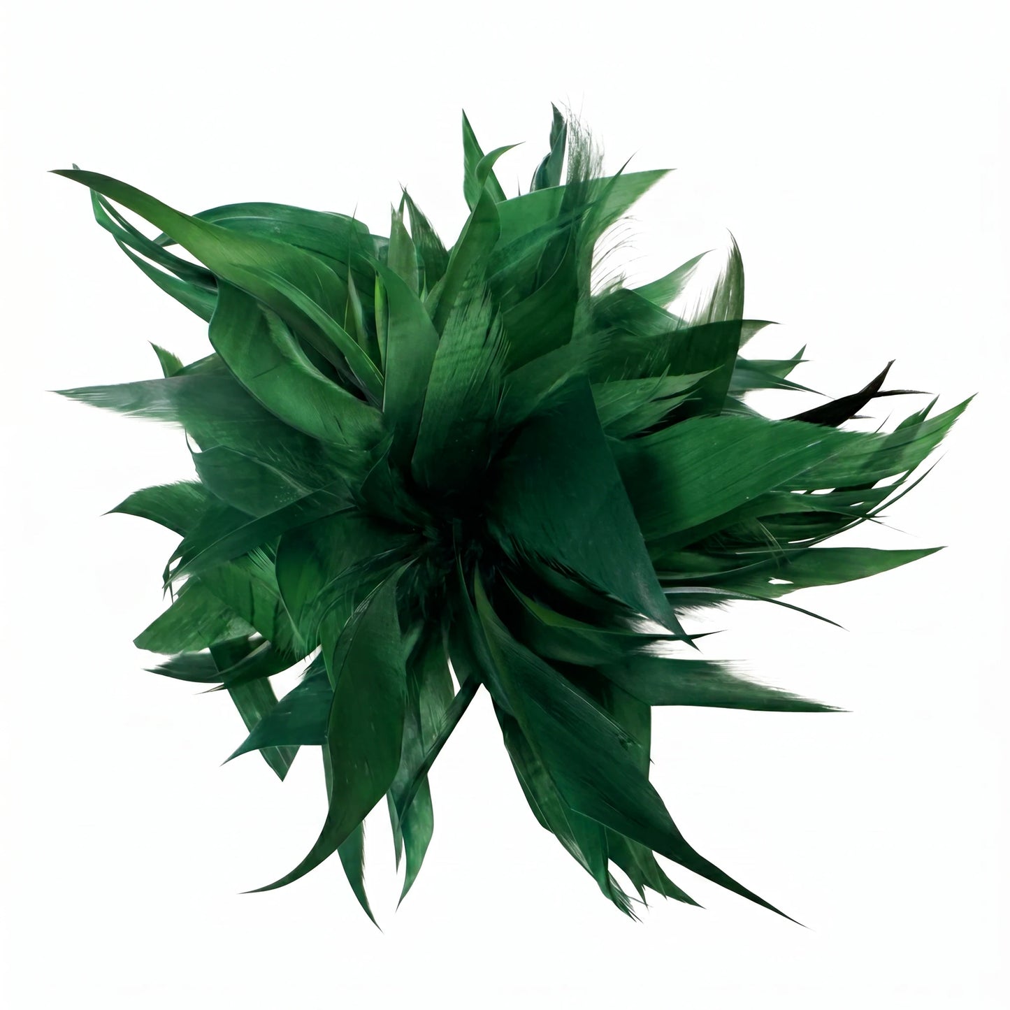 Broche / Tocado Flor Plumas Verde oscuro
