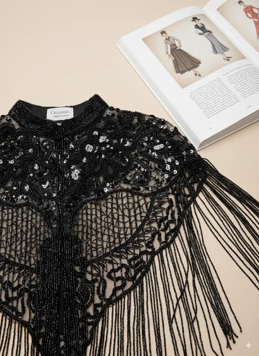 Capa Joya Aura Lentejuelas Negra