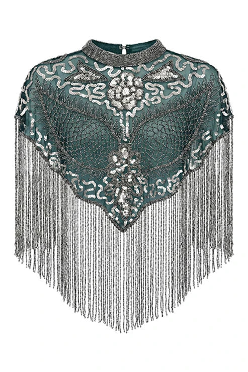Aubergine Sequin Jewel Cape