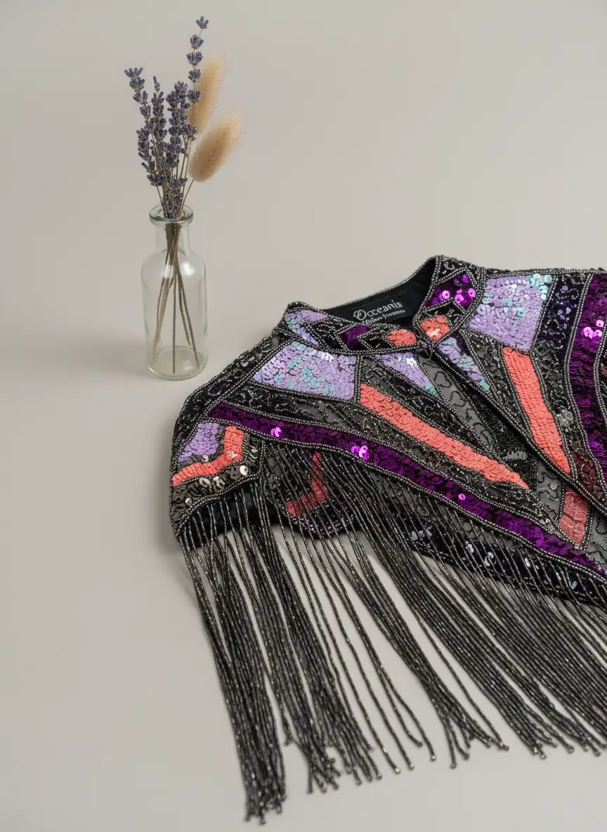 Capa Joya Multi Étnica Lila, Naranja flúor y Fucsia