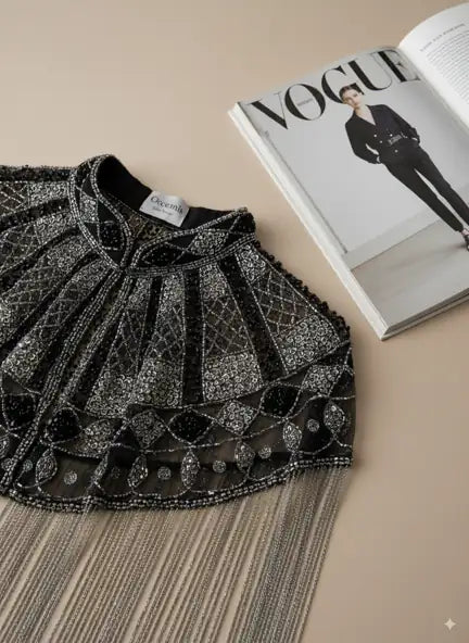 Black and Silver Onyx Jewel Cape