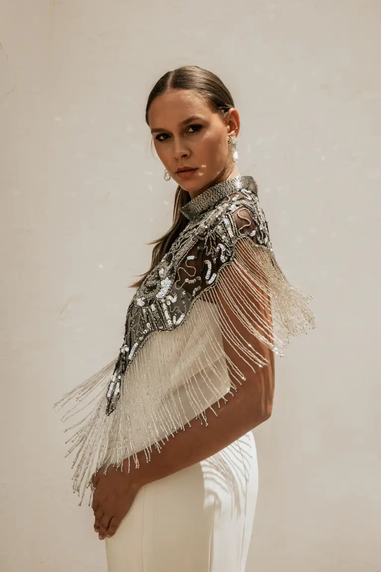 Elvy Jewel Cape Silver and Black