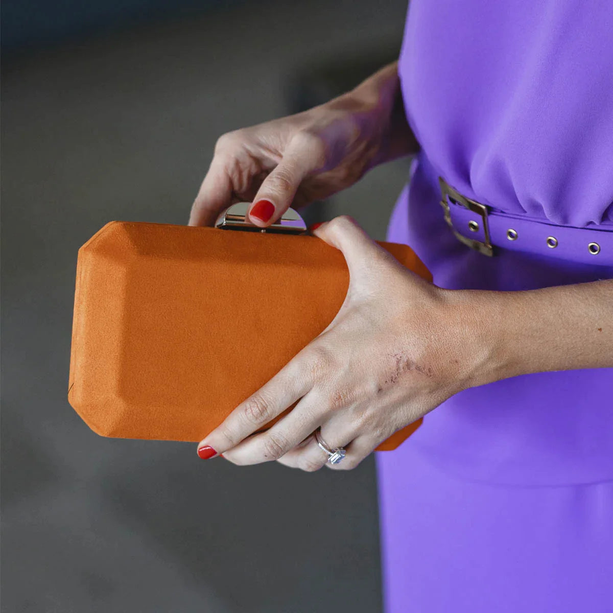 Cartera Octogon Plata Naranja