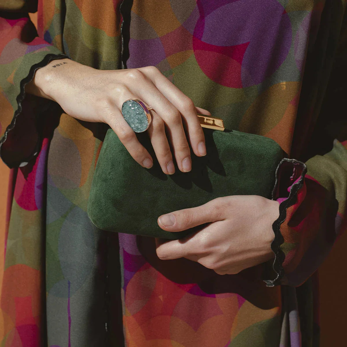 Cartera Round Verde oscuro
