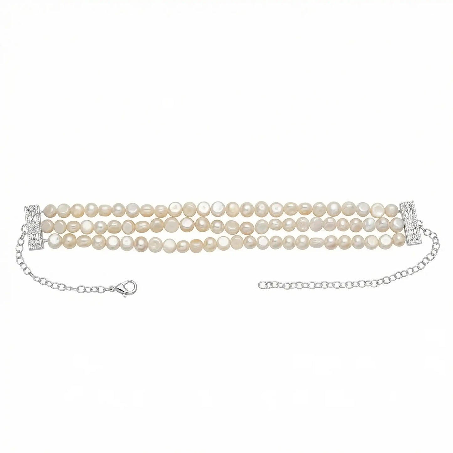 Nauru Triple Choker Limited Edition Silver Pearls M