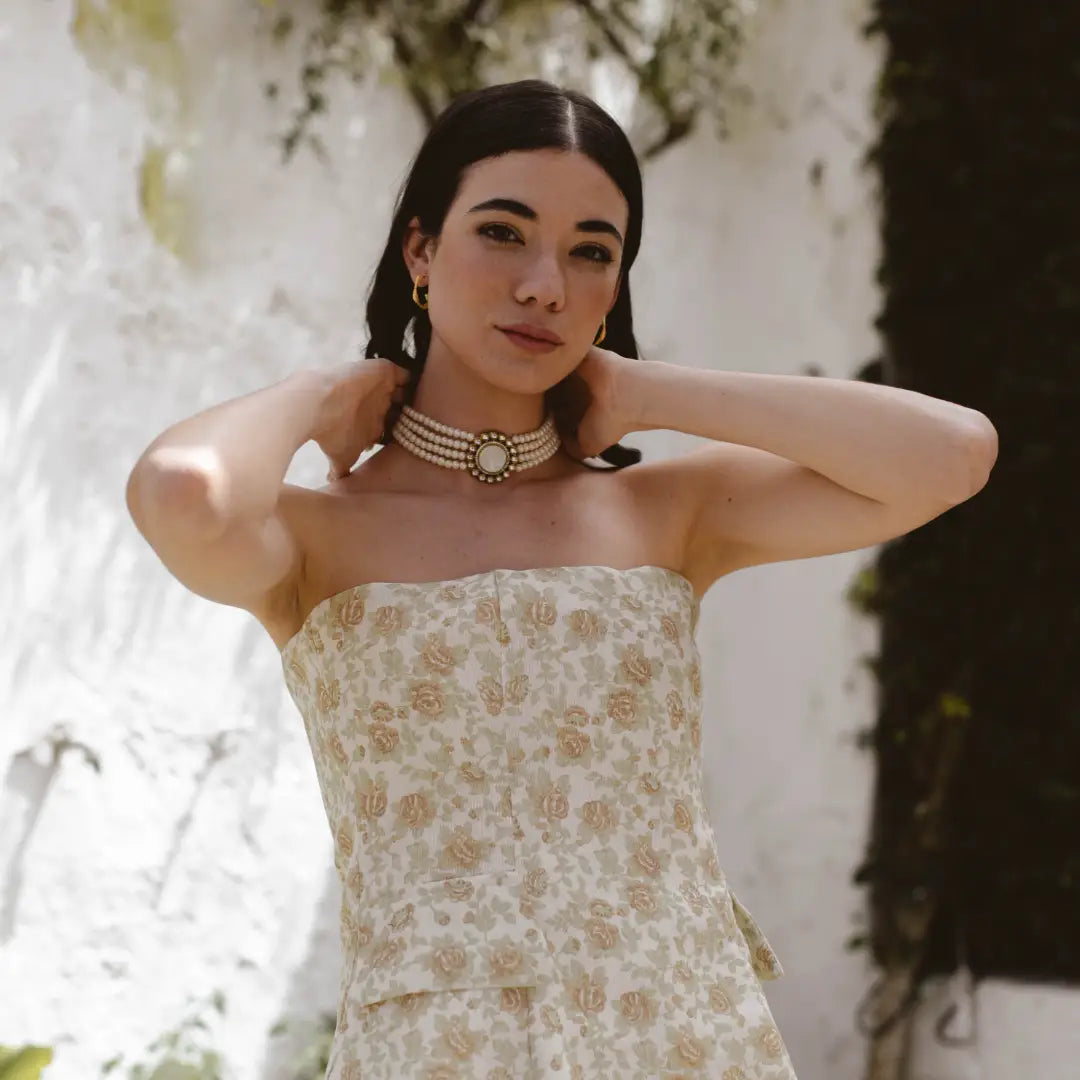 Choker Vintage Anise Plata Perlas