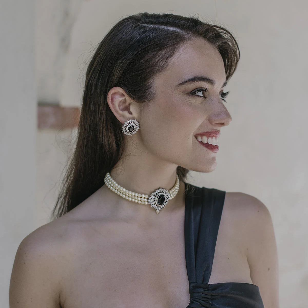 Pendientes Cilla Plata Negro