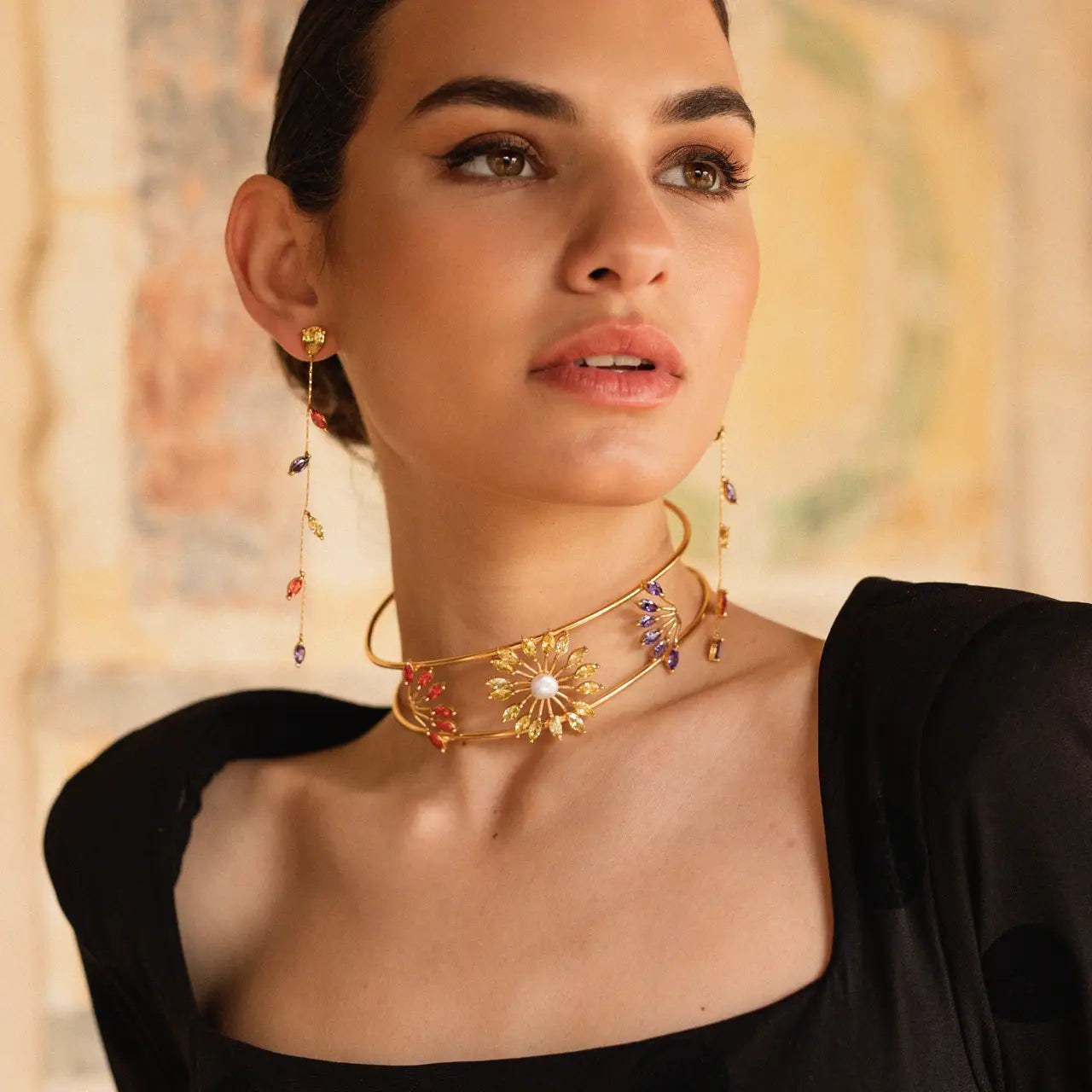 Choker Elara Zc Naranja, Amarillo y Morado