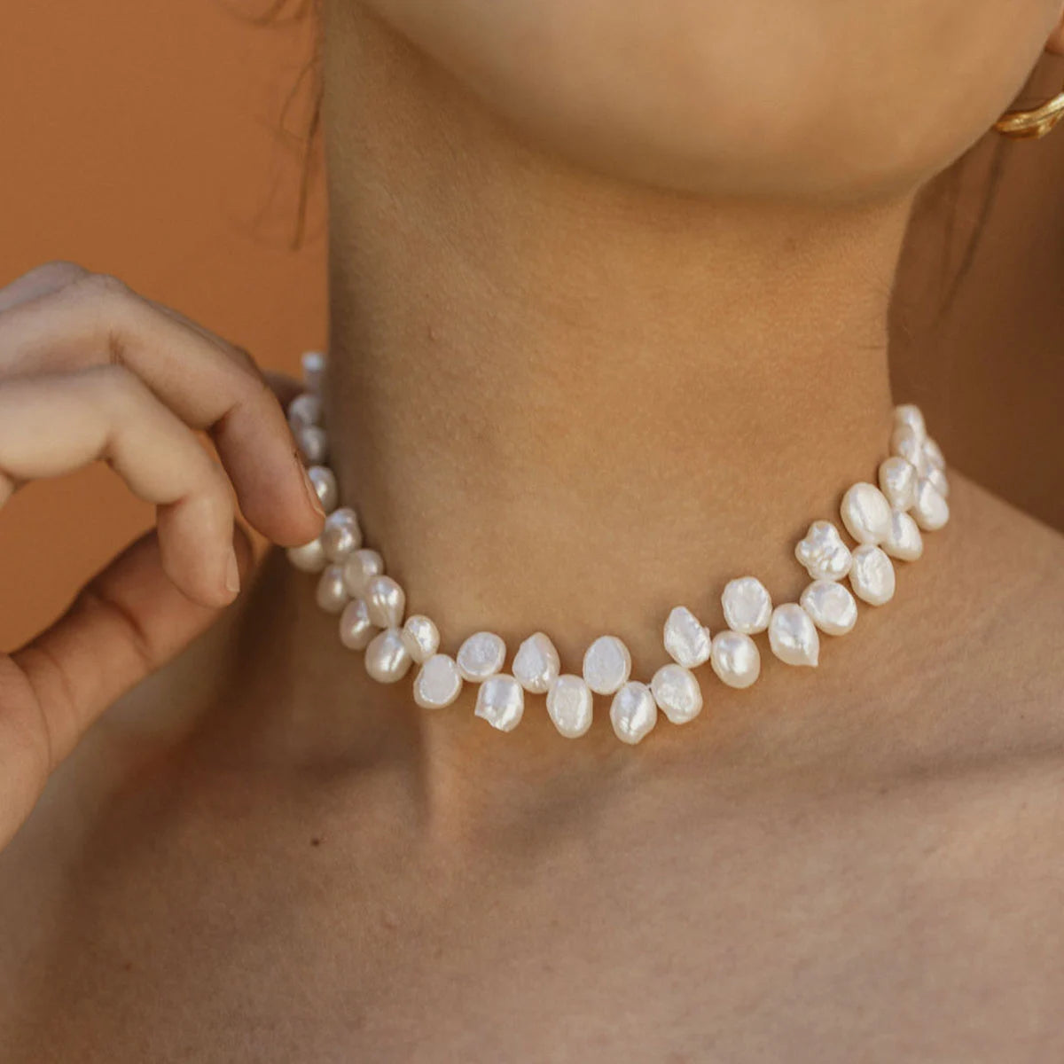 Conjunto Pendientes Lumiere Perlas + Choker Viti Perlas