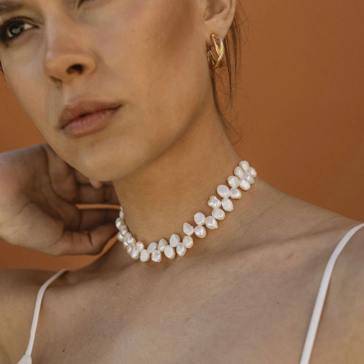 Conjunto Pendientes Lumiere Perlas + Choker Viti Perlas