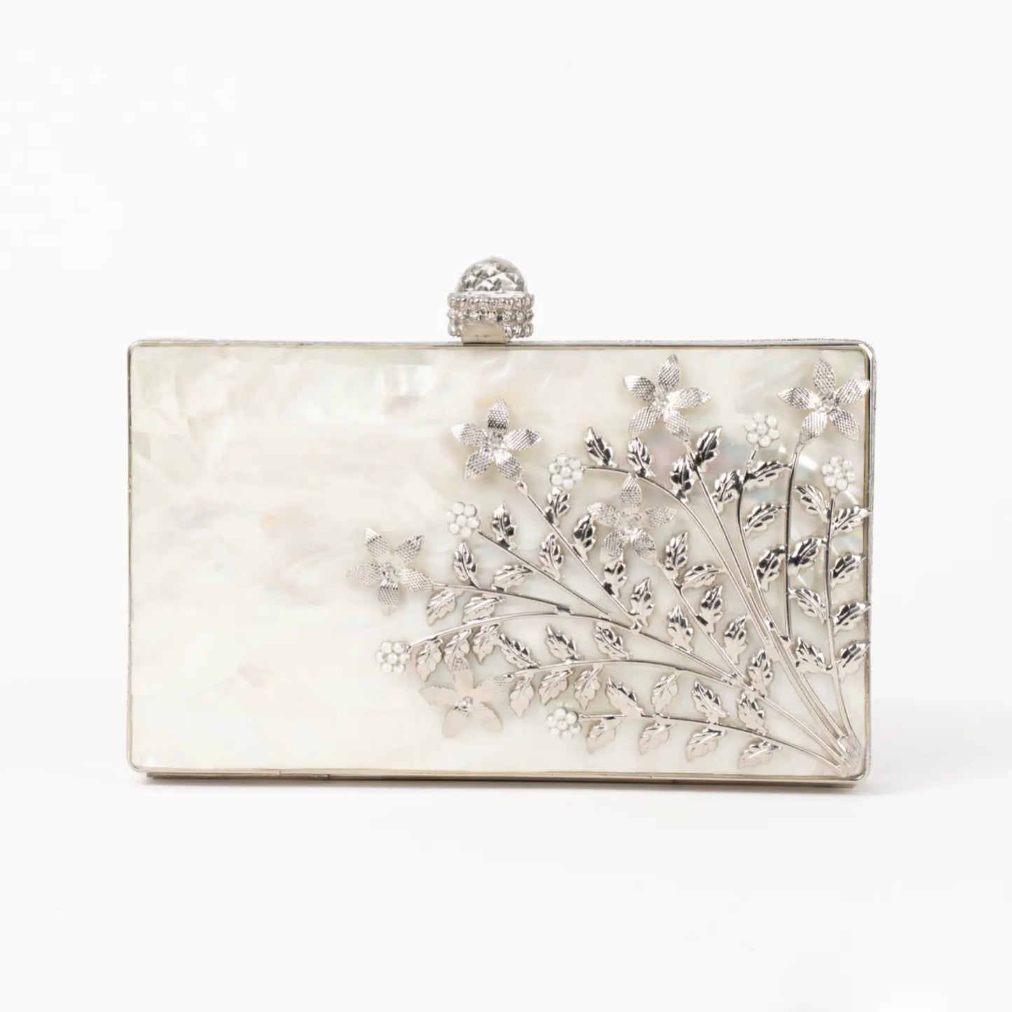Clutch Deluxe Jardín Plata Nácar