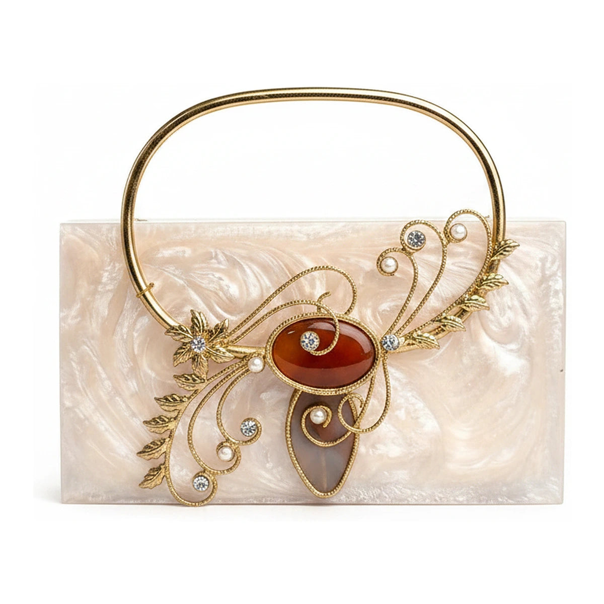 Clutch Orlina Piedras Crema