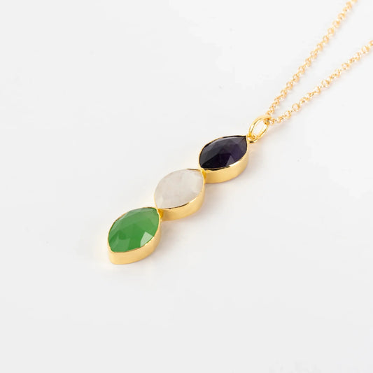 Colgante Longtear Ed. Limitada Morado amatista, Piedra lunar y Verde