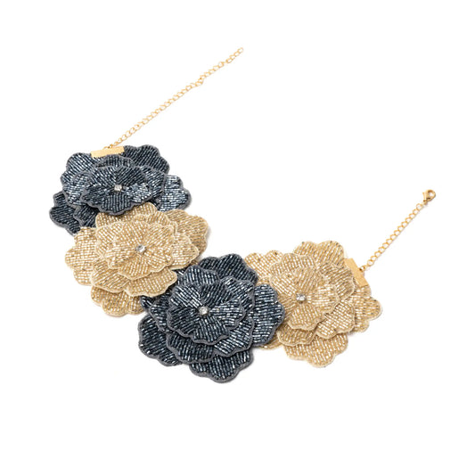 Collar Bordado Nocturnia Dorado y Gris