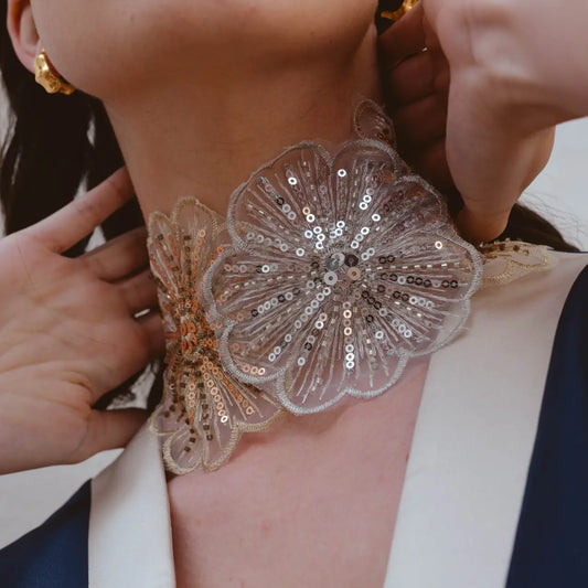 Collar Bordado Belle de Nuit Plata y Dorado