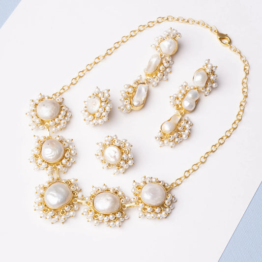 Conjunto Pendientes Nassau Perlas + Pendientes Evy Perla + Collar Evy Perlas