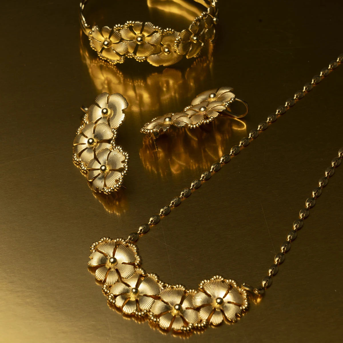 Conjunto Pendientes Earcuff Jardín + Collar Jardan + Brazalete Jardines