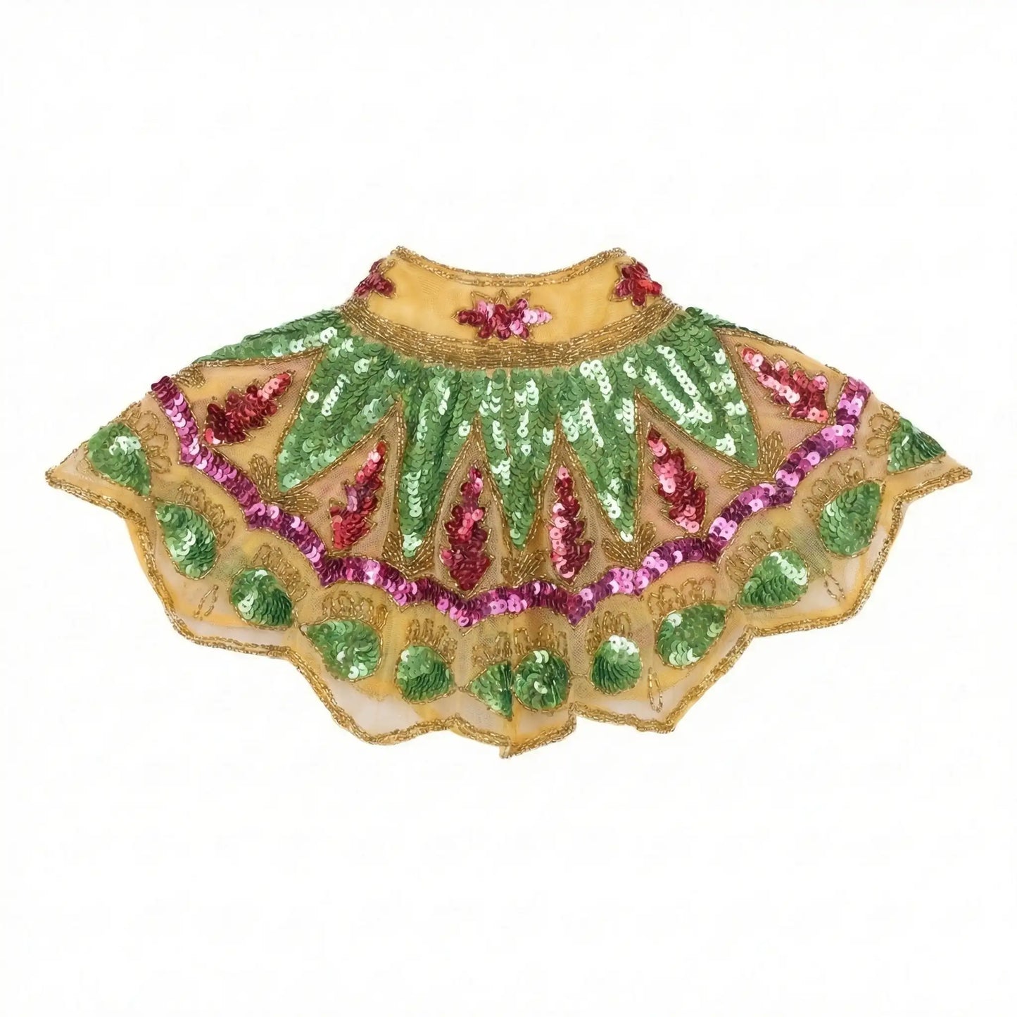 Cuello Joya Zardozi Amarillo, Verde y Rojo