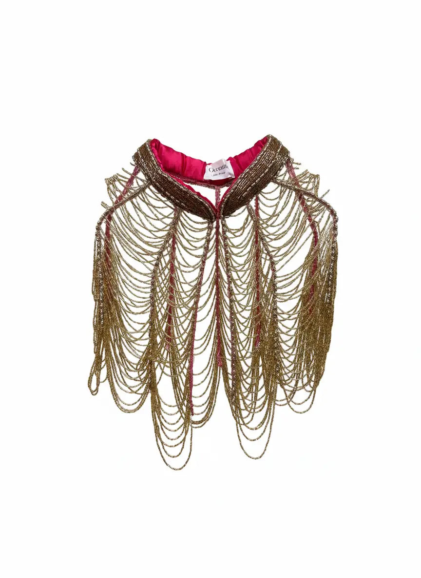 Cuello Red Joya Dorado Fucsia