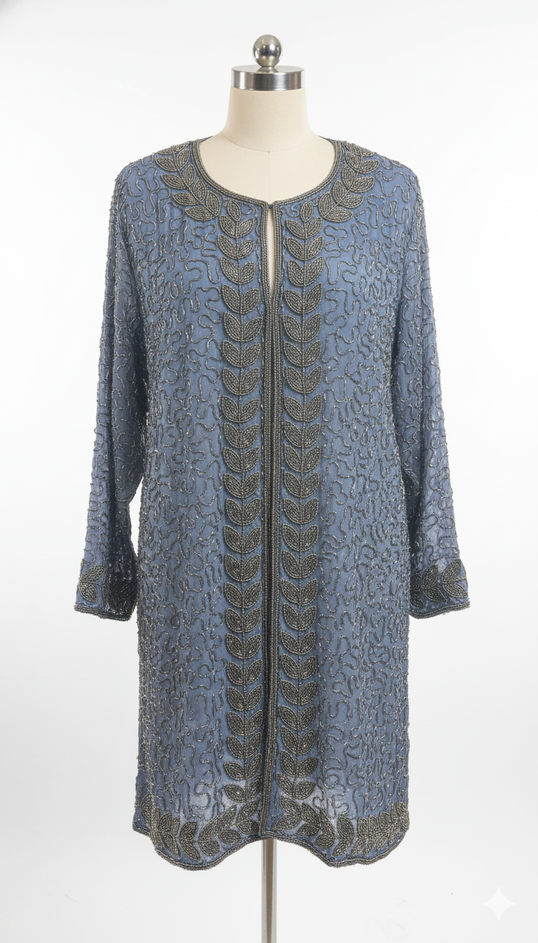 Kaftan Midi Joya Gris y Plateado