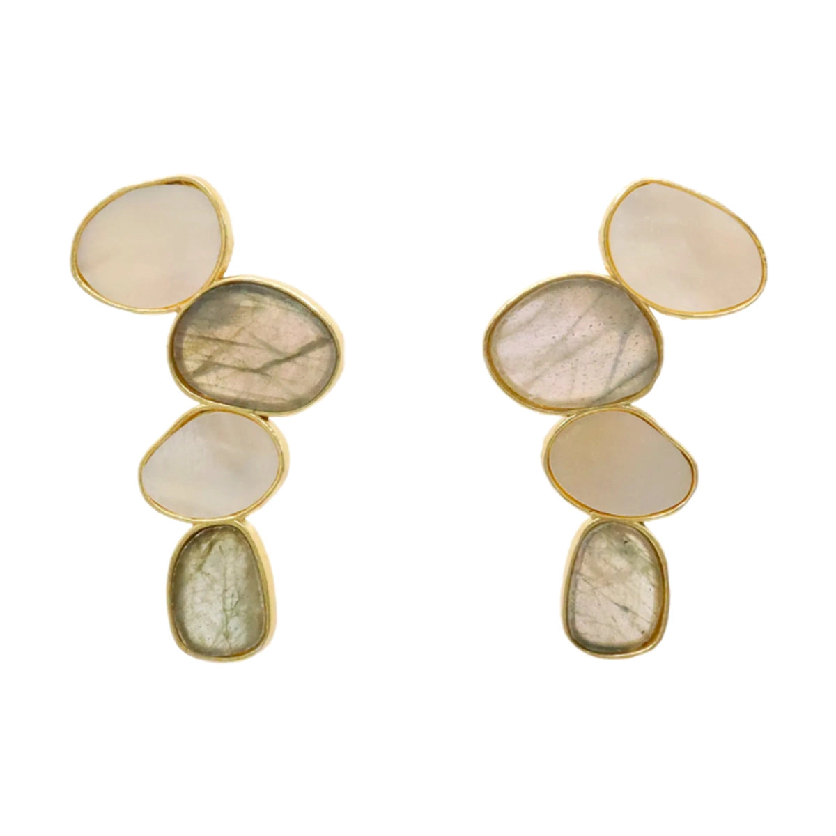 Matrix Pendientes Genís Big Blanco nacar y Labradorita