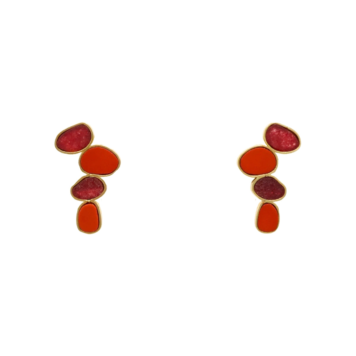 Matrix Pendientes Genís Small Rubí y Rojo coral