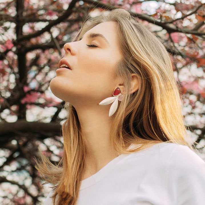 Pendientes Narciso Plata Rubí y Rosa Claro