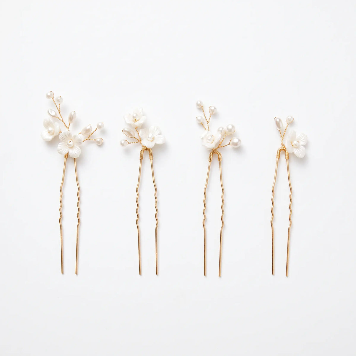 Pack 4 Horquillas Cerámica Blanca Aristea