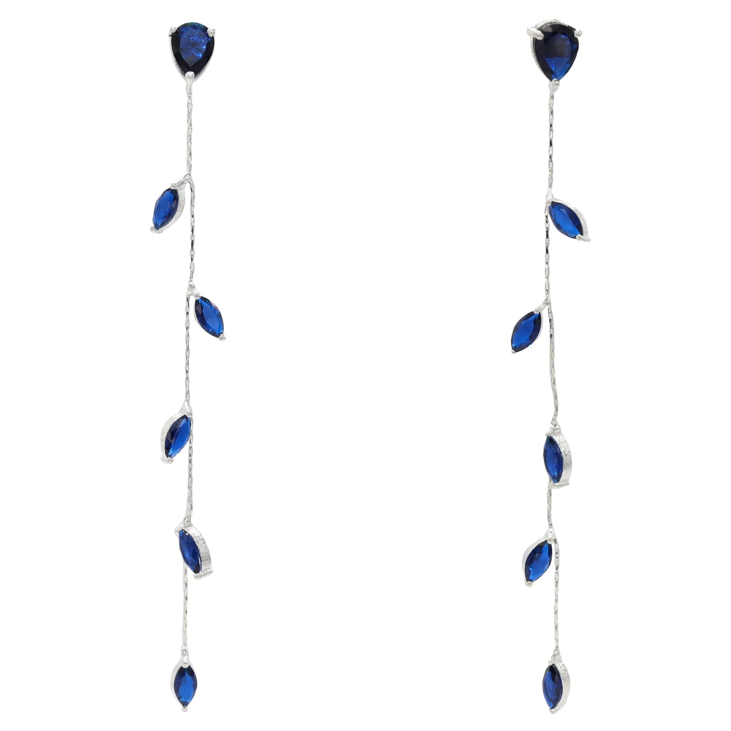 Pendientes Abril Zc Plata Azul Oscuro