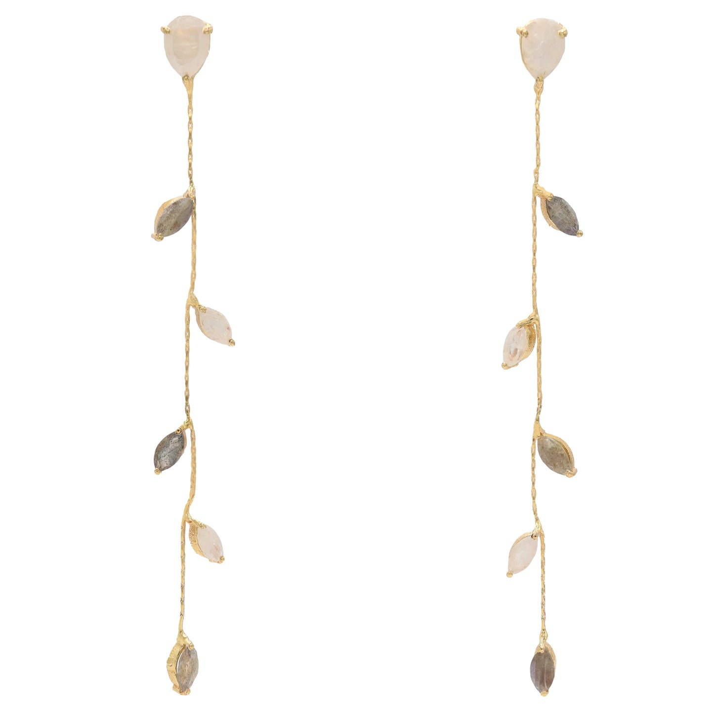 Pendientes Abril Deluxe Piedra Lunar y Labradorita