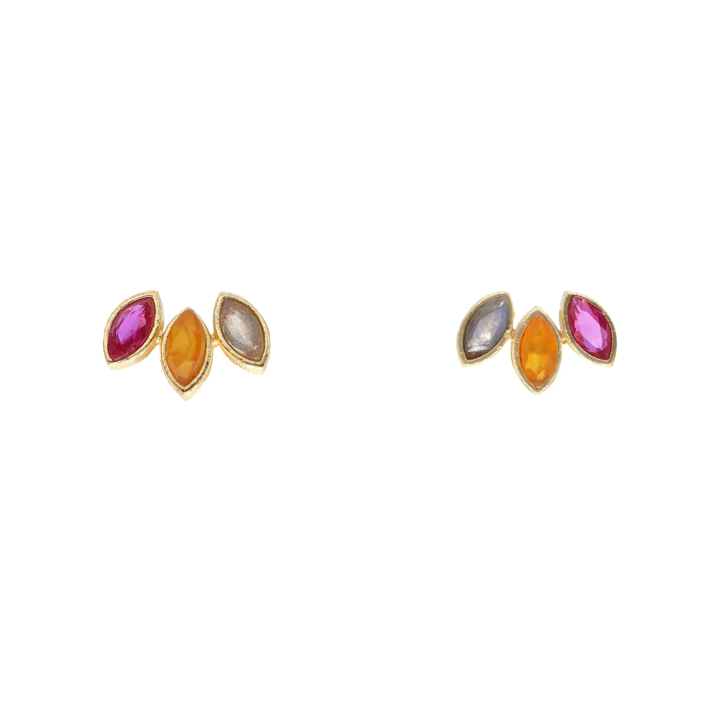 Pendientes Daisy Small Fucsia, Naranja y Labradorita