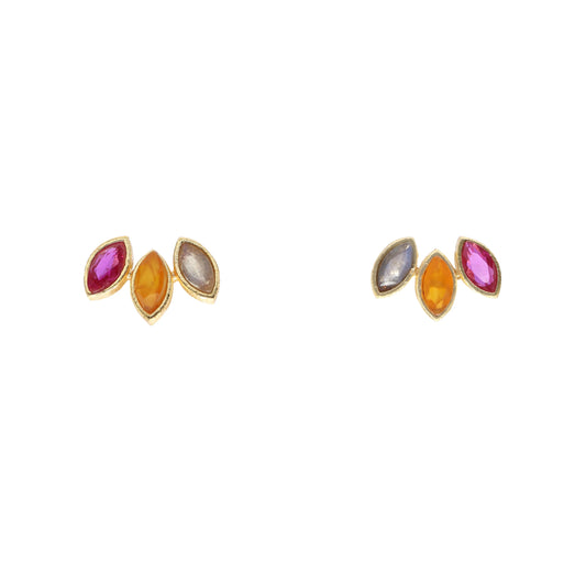 Pendientes Daisy Small Fucsia Naranja y Labradorita