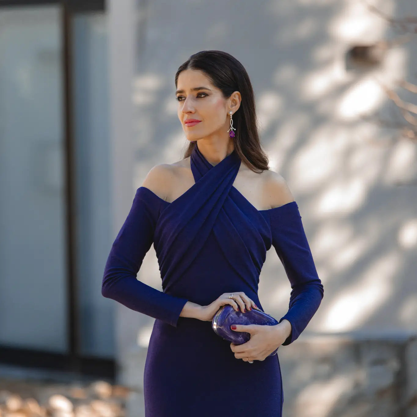 Pendientes Enjuto Plata Morado