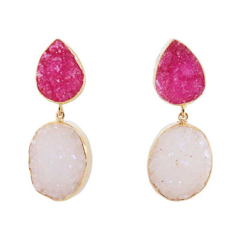 Pendientes Invitada Fucsia mo y Blanco