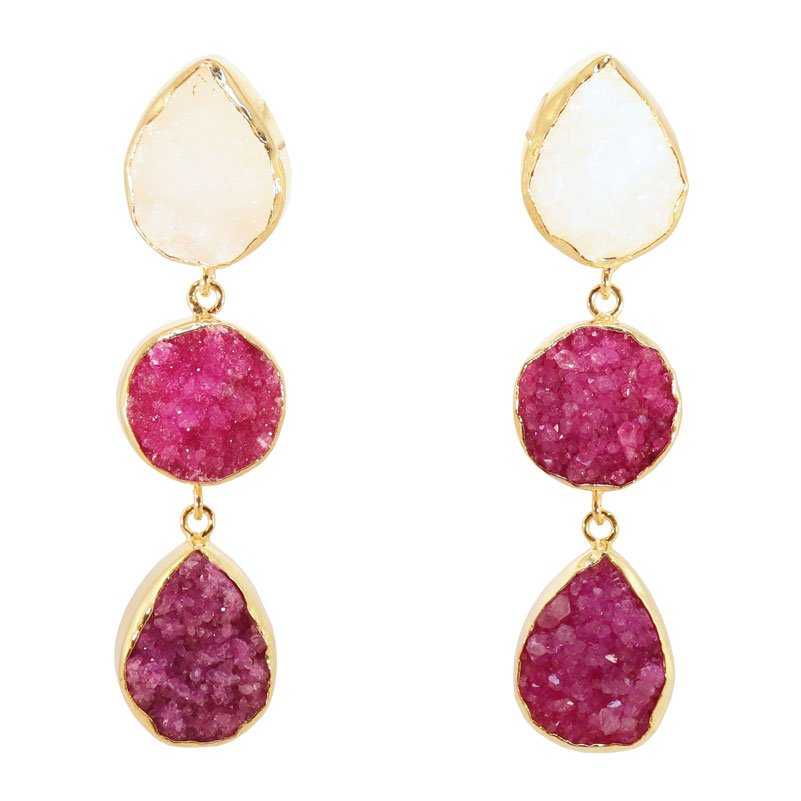 Pendientes Mademoiselle Blanco y Fucsia