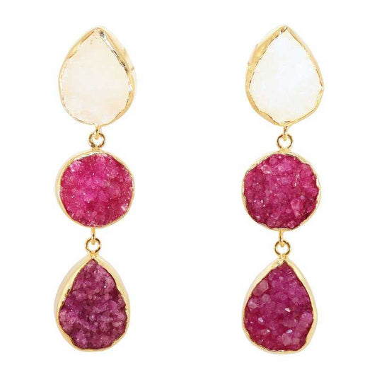Pendientes Mademoiselle Blanco y Fucsia mo