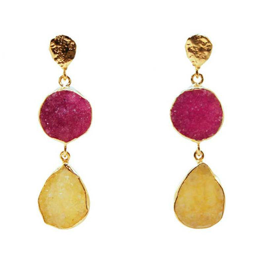 Pendientes Acanthus Fucsia mo y Amarillo