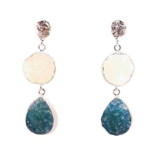 Pendientes Acanthus Plata Blanco y Azul turquesa