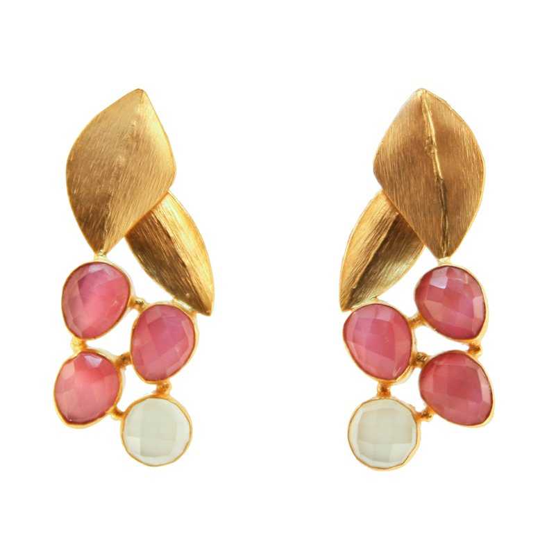 Pendientes Acanto Rosa dark y Verde agua