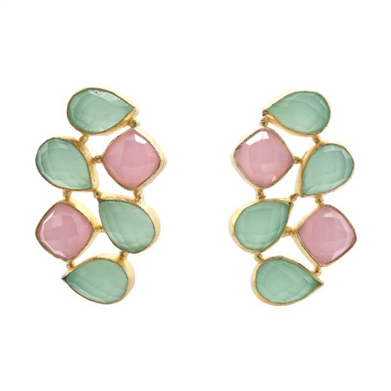 Pendientes Alaska Verde agua y Rosa claro