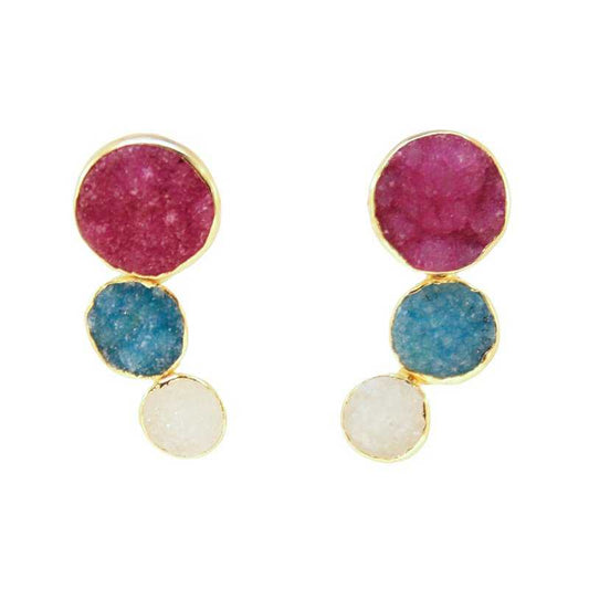 Pendientes Amiran Fucsia, Azul Turquesa y Blanco