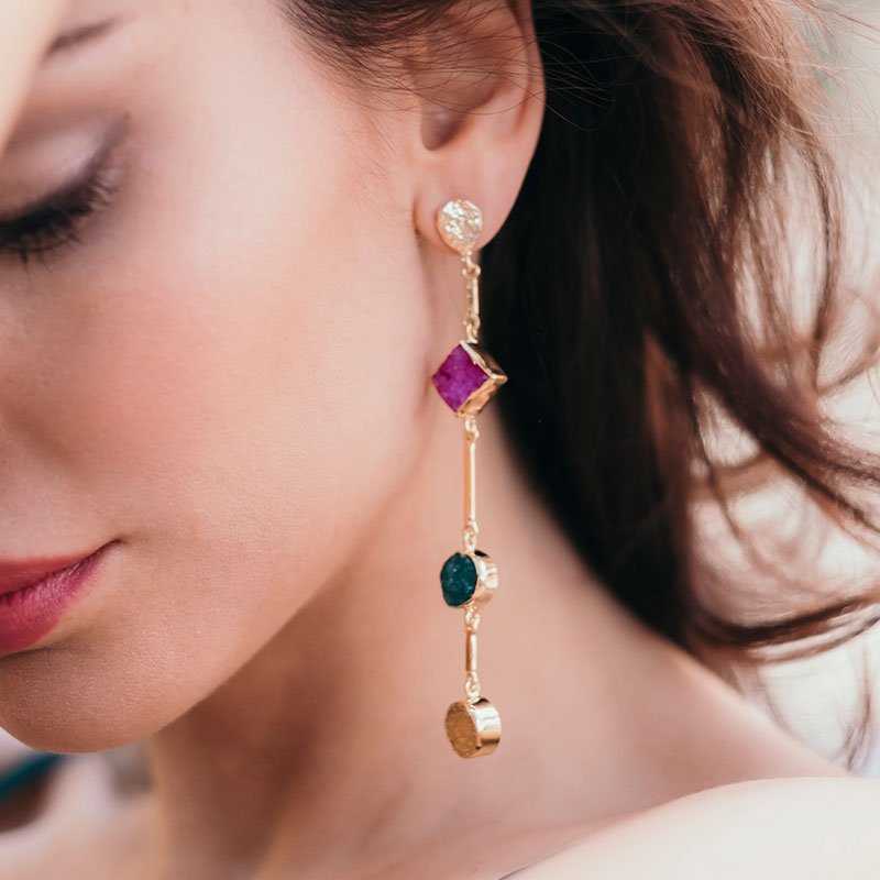 Pendientes Atocha Ed. Limitada Blanco, Turquesa y Fucsia