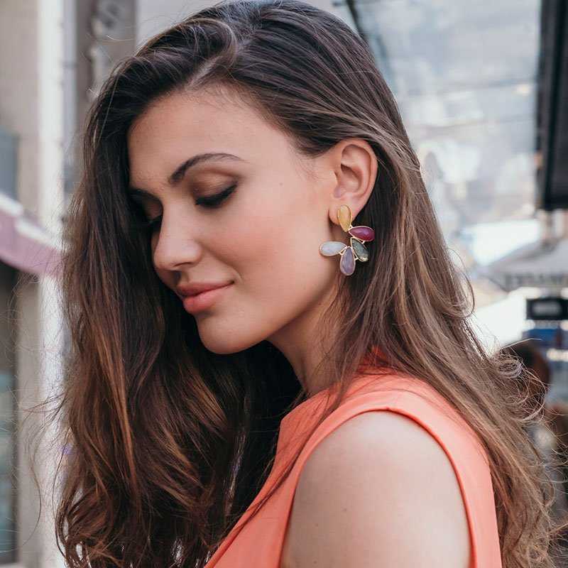 Pendientes Cosmopolitan Labradorita y Rosas